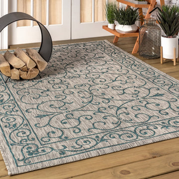 Charleston Vintage Filigree Textured Weave Indoor/outdoor Area Rug